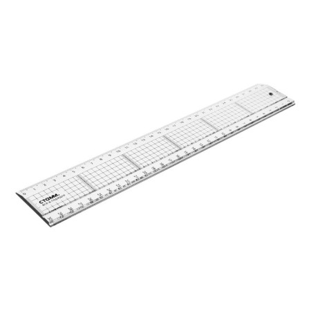 The line 30 cm Istanm "Designer", plastic, 2 scales, transparent, colorless, euro suspension-1