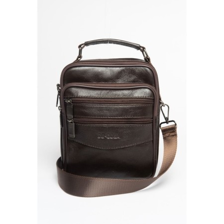 Bag Cross-Body Men, genuine leather de-gosa brown, 19x10x24 cm