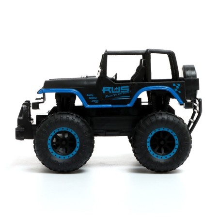 Radio-controlled jeep "All-terrain vehicle" works on batteries, black and blue color-1