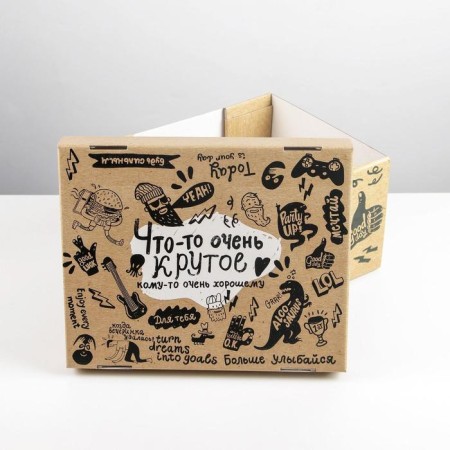 Gift folding box, packaging, “craft”, 31.2 x 25.6 x 16.1 cm-3