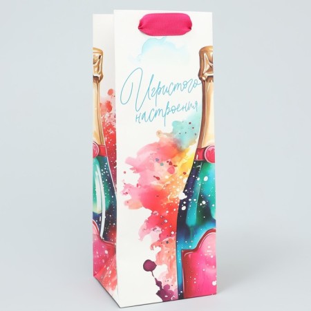 Gift package for a bottle, packaging, "sparkling mood", 9 x 25 x 8.9 cm