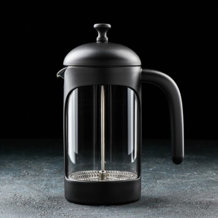 Teapot Hot French - Magistro press "Helsinki", 600 ml, glass, black color-1