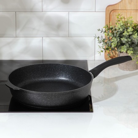 Pan, d = 28 cm, plastic handle, anti -stick coating, dark marble color-5