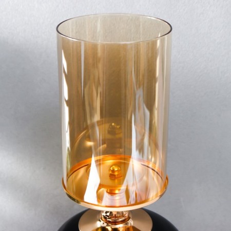 Climber metal, glass for 1 candle "Mirage" gold with black 42x17x17 cm-2