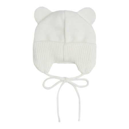 A cap on ties with ears children's Amarobaby Pure Love Bear, with a lining, size 38-40 cm, dairy color-11
