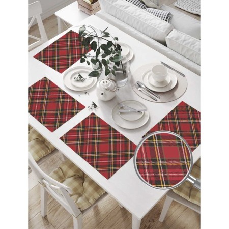 Set of napkins for setting the table "red classic cage", rectangular, size 32x46 cm, 4 pcs-1