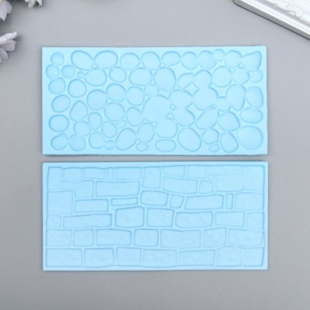 Border stencil stencil plastic "Round Stone+rectangular" set 2pcs 14.5x6.8 cm