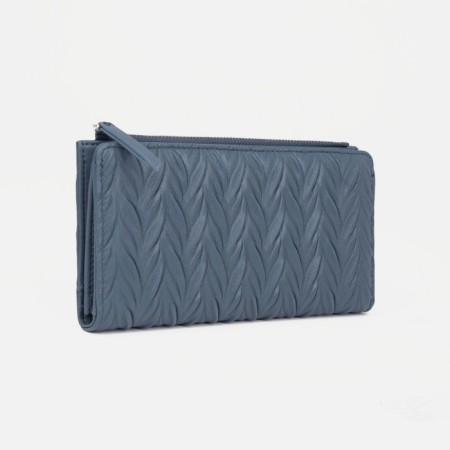 Women's wallet on the button, blue color