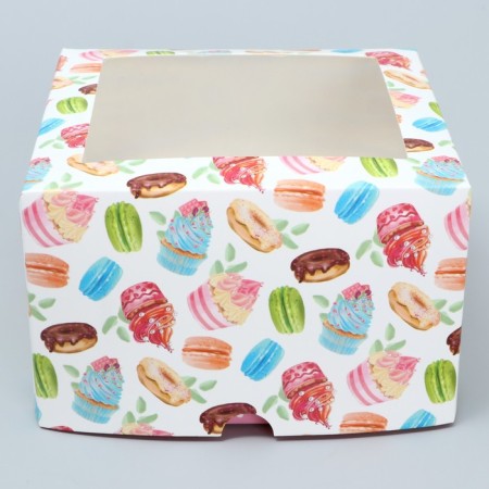 Capcake box, confectionery packaging, 4 cells "Sweets", 16 x 16 x 10 cm-2