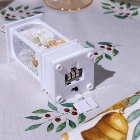 LED figure "White Lantern with an owl" 5 × 12 × 5 cm, plastic, batteries AG13x3, glow warm white-2