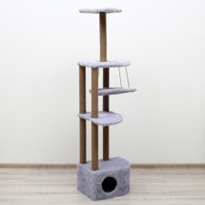 Complex for cats with a claw, corner, with a hammock, 48 x 48 x 171 cm, gray