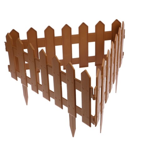 Decorative fence, 30 × 196 cm, 4 sections, plastic, brown, "front garden"-8