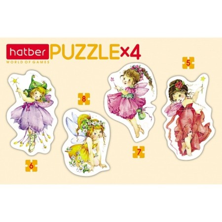 Figure puzzle "Flower Fairys", 4 pictures in 1 box, 5-6-7-8 elements-1