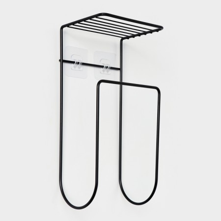 Holder for towels with shelf, 15.5 × 12.5 × 33.5 cm, black color-4