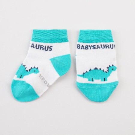 Socks children's baby I am a "dinosaur", white color, 8-10 cm