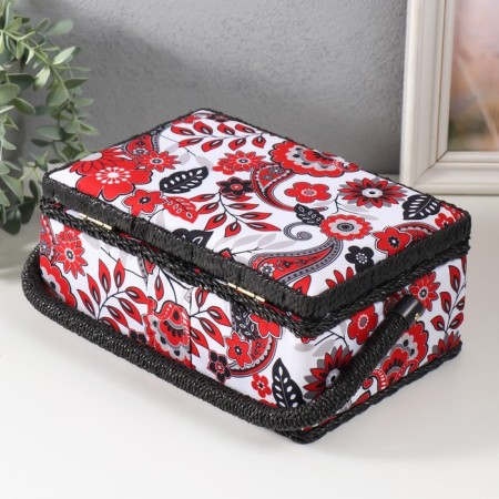 Casket for needlework "Folk Flower pattern" 24x16x11 cm-4