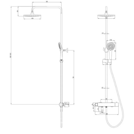 Lemark Bronx LM3772BL shower system, simultaneous, tropical shower, watering can, black-6