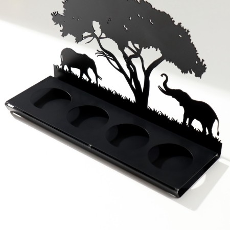 Summary metal for 4 candles "Elephants of Africa" ​​black 13.2x20x6.8 cm-5