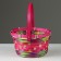 Wicker basket, d18 x 11 x 24 cm, pink, bamboo