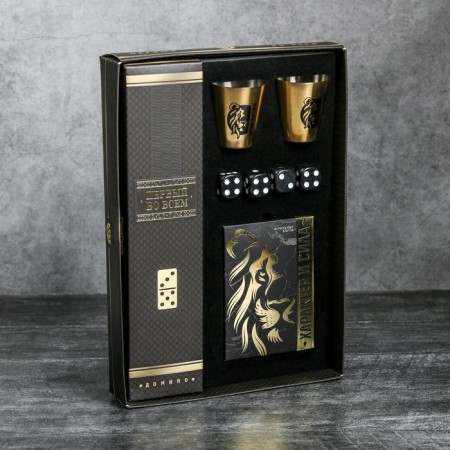 Gift set “Character and Strength”, maps, dominoes, piles 2 pcs x 30 ml, playing bones 4 pcs-4