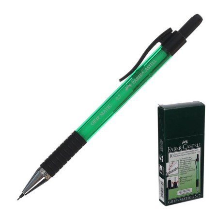 Mechanical pencil 0.7 mm Faber-Castell Grip Matic 1377 with an eraser, green