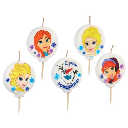 Candle for the cake "Happy Birthday!", 5 pieces, cold heart-3