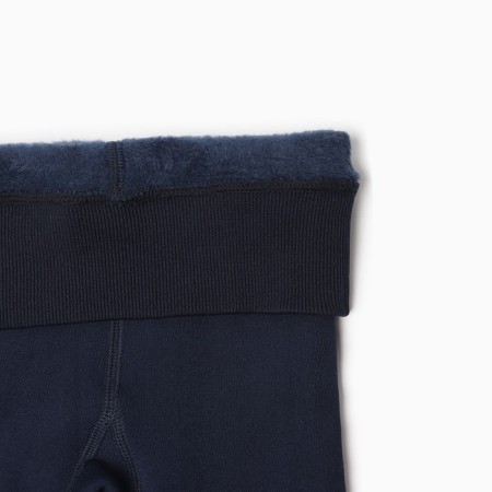 Pantyhose children's microfibers with fleece inside, dark blue color, height 116-122 cm (6-7 years)-3