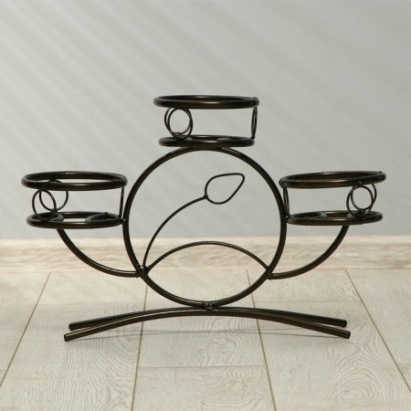 Flowers stand, floor, 3 pots, d = 14 cm, bronze, "camellia"-2