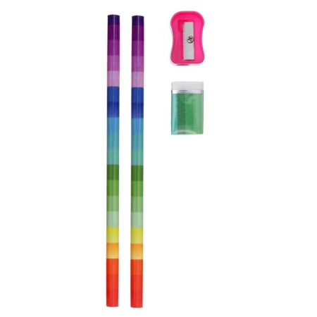 Set of desktop children's "Rainbow" (stand+2 pencil+ruler+sharpener+eraser+notebook 8 sheets)-3