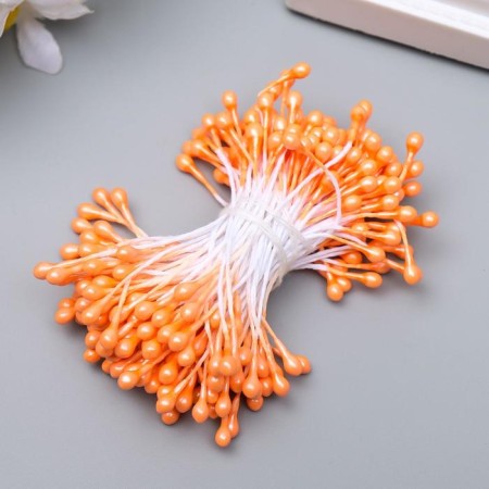 Stamens for artificial flowers "Drops of bright orange" (set 130 pcs) length 6 cm-1