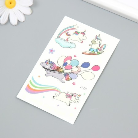 Tattoo on the body phosphorus color "unicorns in flight" 7.5x12 cm-1