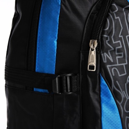 A backpack on a zipper with an increase, 55l, 5 external pockets, blue color-6