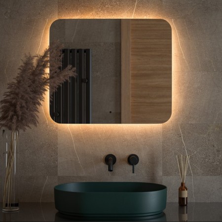 Mirror with Defesto LED lighting 23 W, 70x60 cm, IR - switch, warm white light-2
