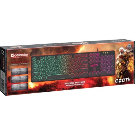 DEFENDER OZOTH GK-106 keyboard, game, wired, membranes, backlight104 keys, USB, black-2