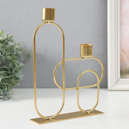 Summary Metal for 2 candles "Geometry. Smooth lines" Gold D = 2.3 cm 4x17x23 cm-2