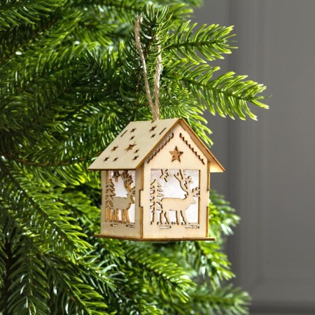 Christmas tree toy "House with a deer", from batteries, a glow of RGB-1