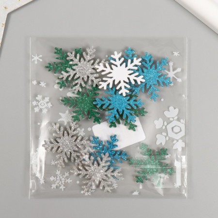 Decor for creativity "Color Snowflakes" 3x3 cm glue base (set 12 pcs) mix-3