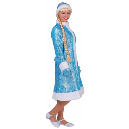 New Year! The carnival costume "Snow Maiden from brocade", a blue fur coat, a hat, mittens, p. 48-1