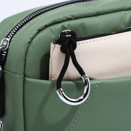 Bag Cross-Bodi with a zipper, green color-4