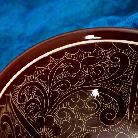 Rishtan ceramics "patterns" 15 cm, small, brown-3