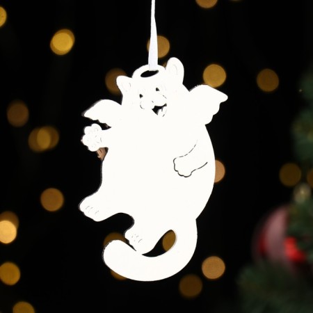 Christmas tree decoration "Cat. Time of miracles!", MDF, 7x11 cm-1