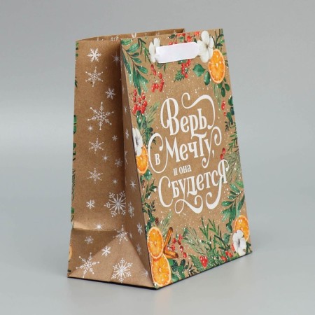 Craft vertical package “Believe me in a dream”, MS 18 x 23 x 10 cm, New Year-2