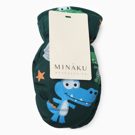 Winter children's mittens minku, green color, 18cm-4