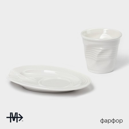 Coffee steam porcelain Magistro "Blanche", 2 items: a cup 80 ml, a saucer 13 × 10.5 cm-1