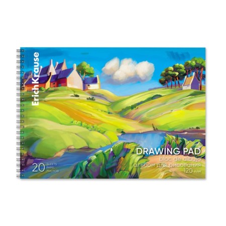 Album for drawing A4, 20 sheets, block 120 g/m², on a spiral, Erich Krause "Art Spirit", 100% whiteness, a perforation for separation, a solid substrate