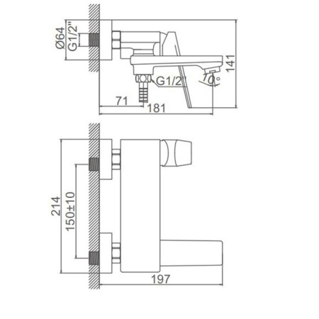 ACCOONA A63125F bath mixer, single -leaf, pour 181 mm, shower set, black-8