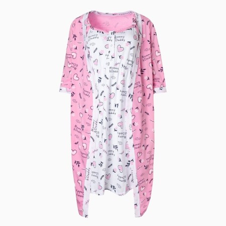 Female set (shirt/robe) for pregnant women, bright pink color, size 54-1