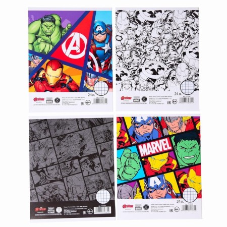 Notebook in a cage 24 sheets, 4 types of mix, cover covering cardboard, Avengers-3
