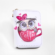 Wallet Children 07-01-13 owl, 11*2.5*9 cm, 3 departure, d/maps, d/coins, white