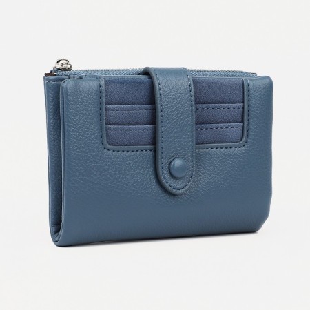 Women's wallet on the button, blue color
